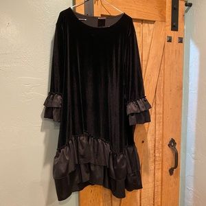 Zadie B’s Black Velvet” shark-bite ruffled tunic